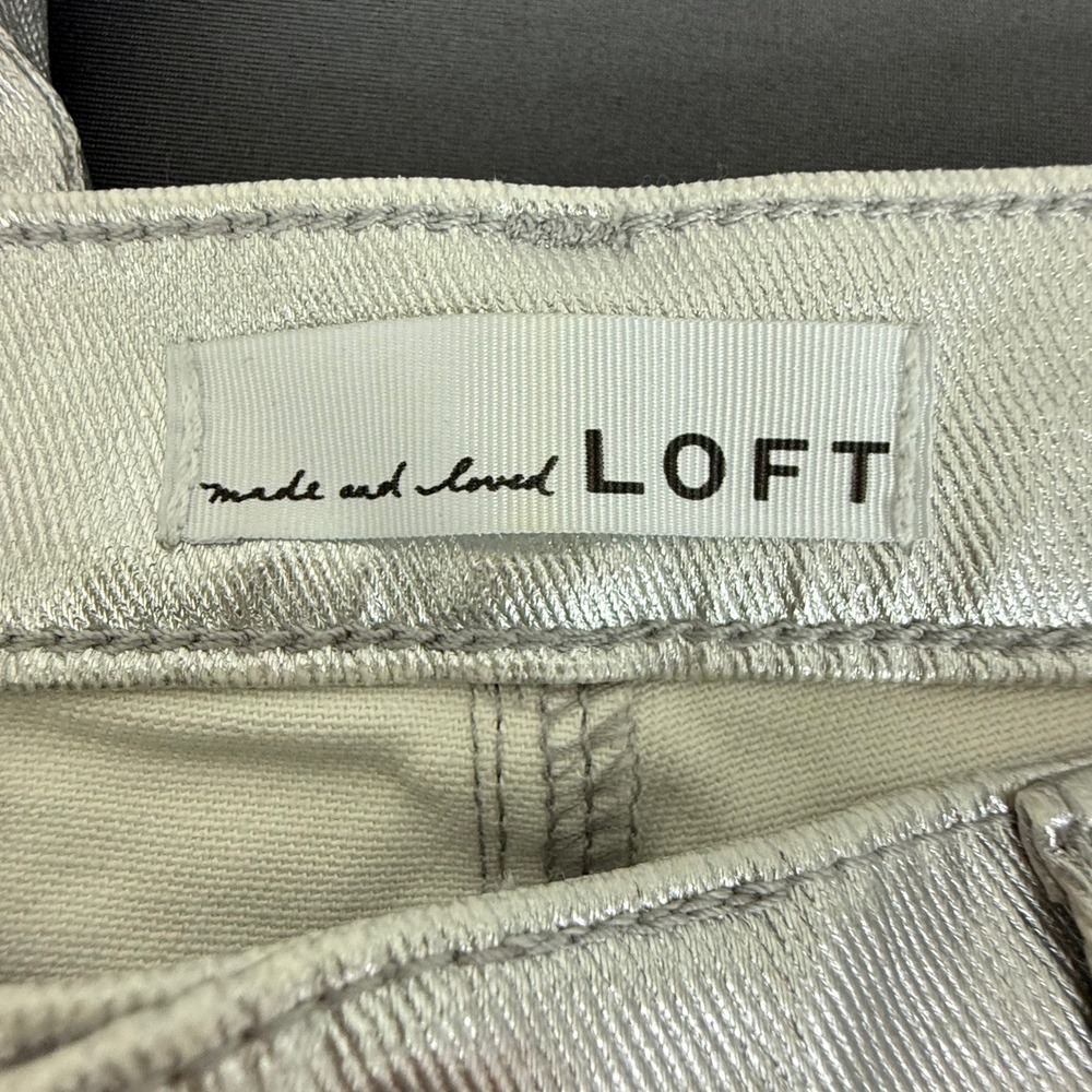 LOFT Jeans Womens 28/6 The Straight Metallic Silver High Rise Straight Leg Denim - Picture 7 of 9